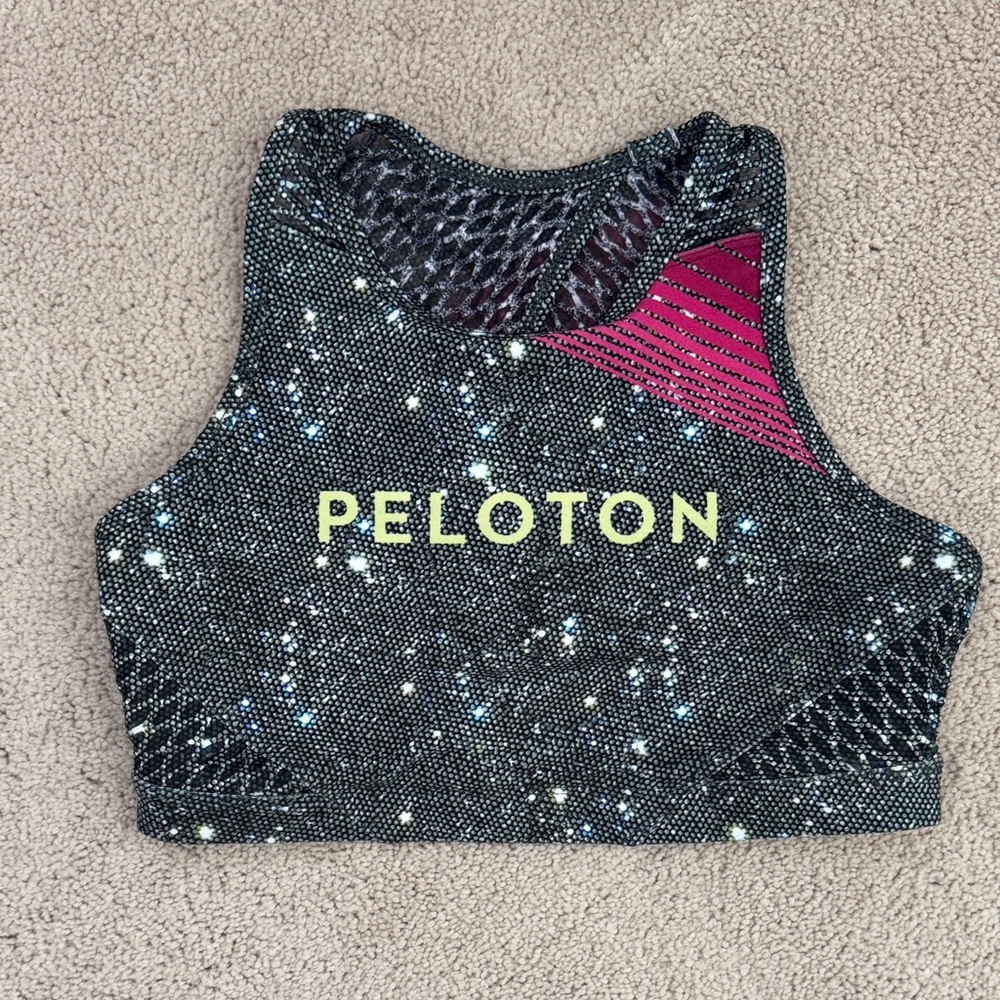 Peloton Black and Red Patterned Sports Bra